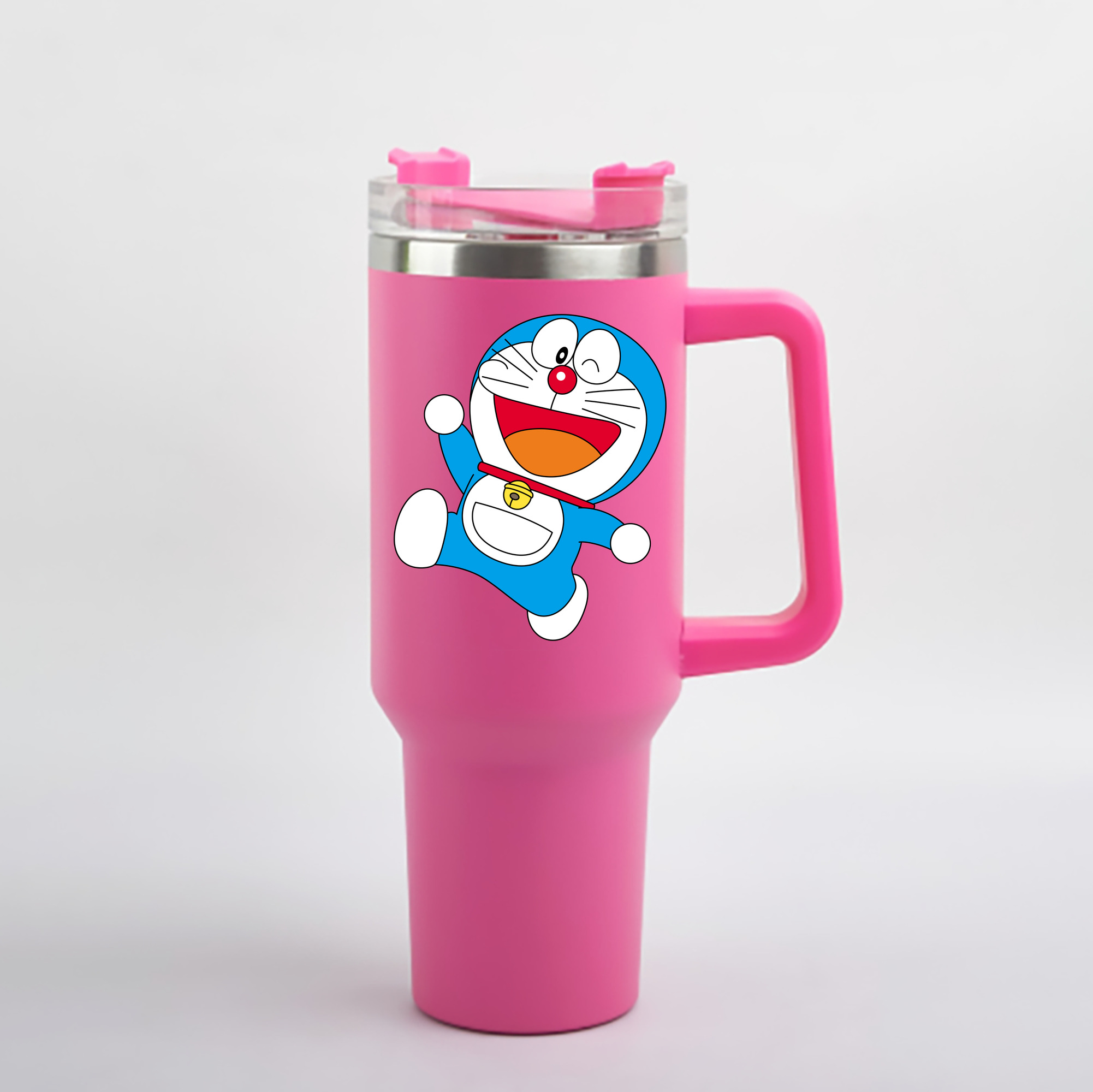 （画像用） ドラえもん Doraemon 1200mL車用タンブラー - クリスタルステッカー（プラスチックストロー付き）